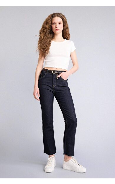 Crop Flare Fıt Yüksek Bel Bilek Boy Jean Pantolon