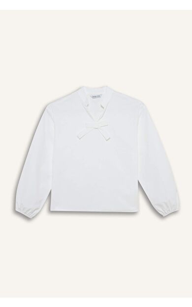 Regular Fıt Poplin Uzun Kollu Bluz Kız Çocuk