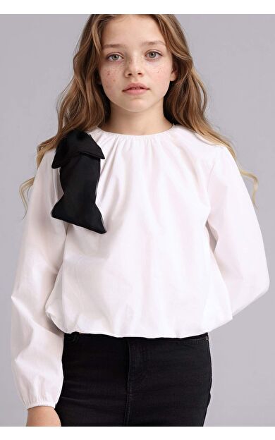 Regular Fıt Poplin Uzun Kollu Gömlek Kız Çocuk