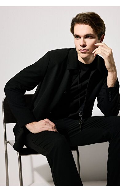 DeFacto Regular Fıt Polo Yaka Yarım Astar Blazer Ceket