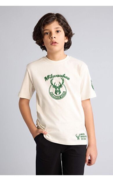 DeFacto NBA Mılwaukee Bucks New Regular Fıt Bisiklet Yaka Kısa Kollu Tişört Erkek Çocuk