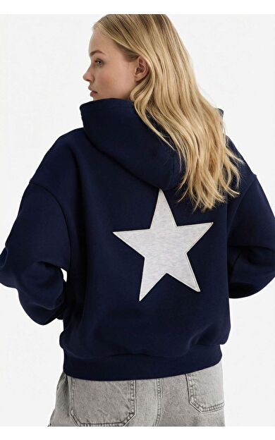 Oversize Geniş Kalıp Kapüşonlu Kalın Kumaş Sweatshirt