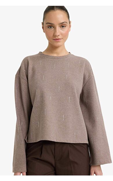 Relax Fit Bisiklet Yaka Uzun Kollu Tişört