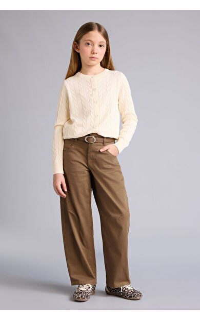 DeFacto Baggy Fıt Geniş Paça Gabardin Pantolon Kız Çocuk