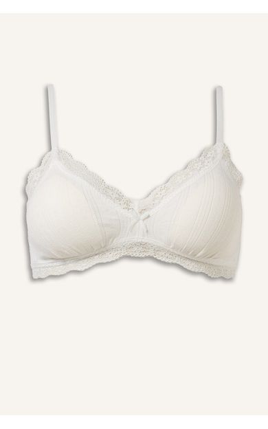 DeFacto Dantel Detaylı Çıkarılabilir Kap Çıkarılabilir Pedli Balensiz Bralet Beyaz