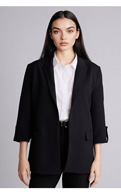 DeFacto Regular Fıt Ceket Yaka Blazer Ceket