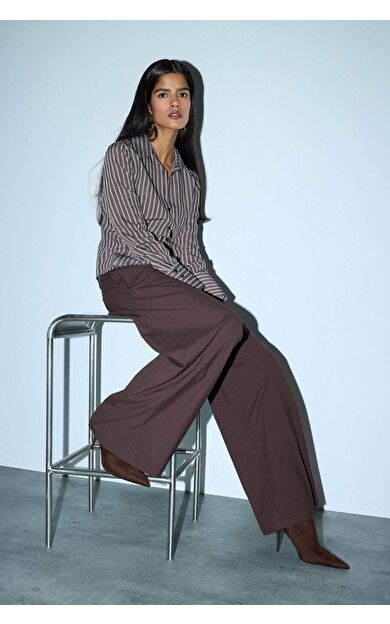 Straight Fit Yüksek Bel Düz Paça Pantolon