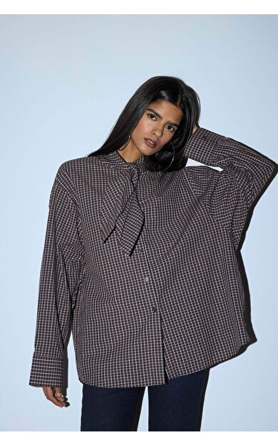 Oversize Kareli Poplin Gömlek