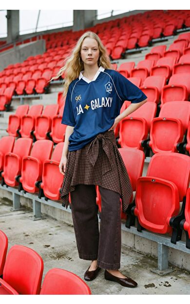 Asimetrik Kareli Normal Bel Flanel Midi Etek