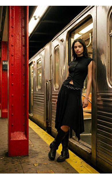 A Kesim Normal Bel Midi Etek