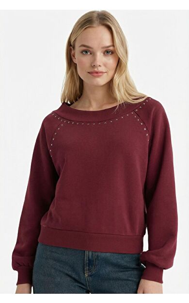 DeFacto Oversize Geniş Kalıp Açık Omuz Kalın Kumaş Sweatshirt