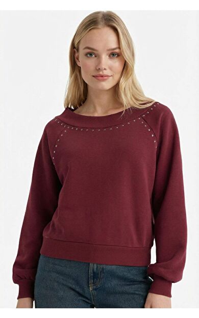 Oversize Geniş Kalıp Açık Omuz Kalın Kumaş Sweatshirt