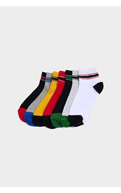 DeFacto Baskılı 7'li Pamuklu Patik Çorap Erkek Çocuk