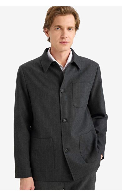 Regular Fit Polo Yaka Pamuk Astarlı Blazer Ceket