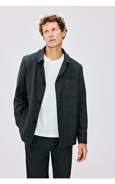DeFacto Regular Fit Polo Yaka Pamuk Astarlı Blazer Ceket