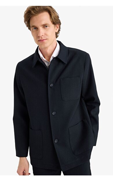 DeFacto Regular Fit Polo Yaka Pamuk Astarlı Blazer Ceket
