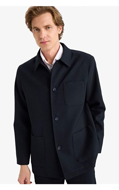 Regular Fit Polo Yaka Pamuk Astarlı Blazer Ceket