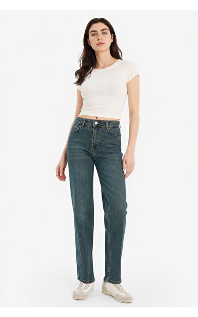 Comfort Straıght Normal Bel Bilek Boy Jean Yıkamalı Pantolon