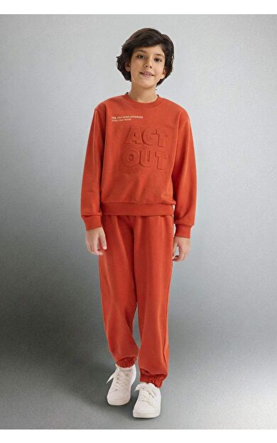 Erkek Çocuk Slogan Baskılı Uzun Kollu 2'li Takım