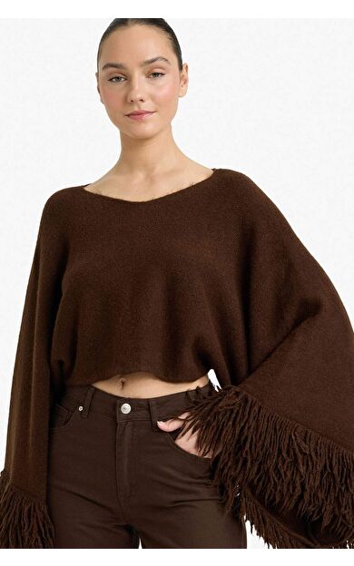 Oversize Geniş Kalıp Kayık Yaka Triko Kazak