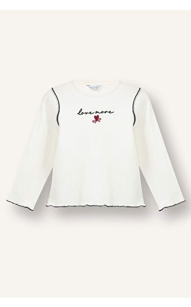 Regular Fıt Bisiklet Yaka Fitilli Kaşkorse Uzun Kollu Tişört Kız Bebek