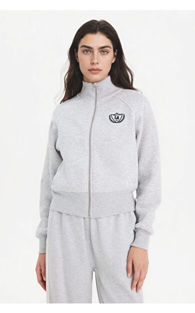 DeFacto Loose Fıt Yarım Balıkçı Yaka Kalın Sweatshirt Kumaşı Hırka