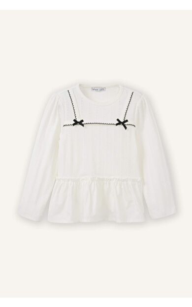 DeFacto Regular Fıt Bisiklet Yaka Uzun Kollu Tişört Kız Bebek