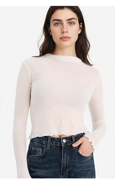 Fıtted Yarım Balıkçı Yaka Uzun Kollu Tişört