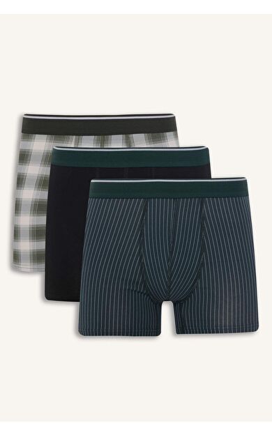 Regular Fıt Kareli 3'lü Boxer