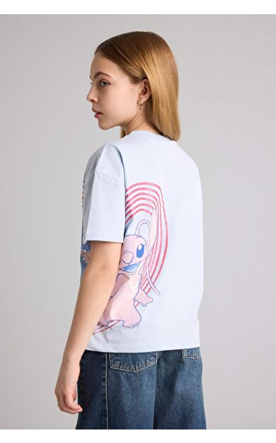 Dısney Lılo & Stıtch Relax Fıt Bisiklet Yaka Kısa Kollu Tişört Kız Çocuk