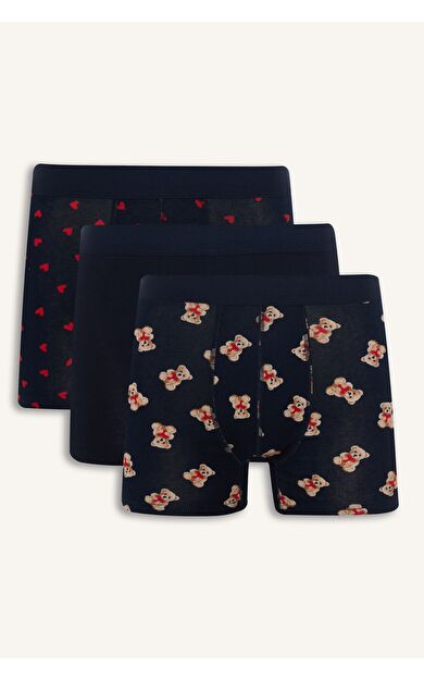 DeFacto Regular Fıt Kalp Desenli 3'lü Boxer