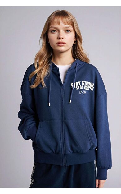 Oversıze Geniş Kalıp Baskılı Kalın Kumaş Hırka