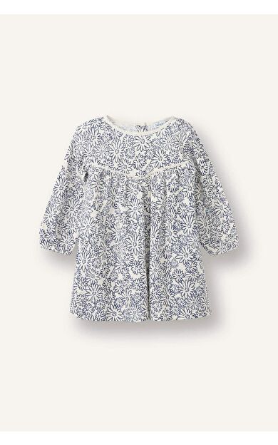 Desenli Uzun Kollu Müslin Elbise Kız Bebek