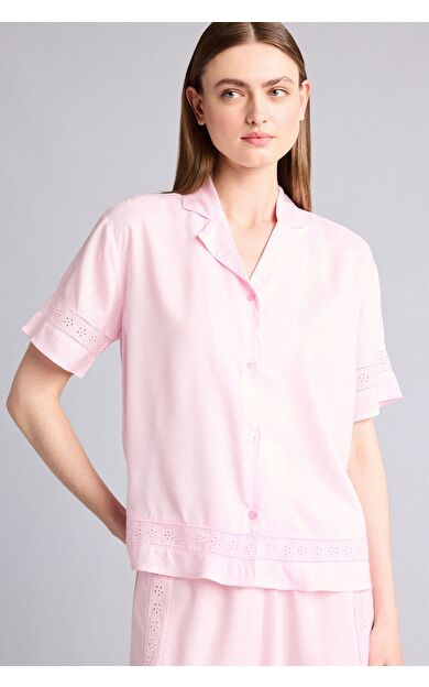 DeFacto Regular Fıt Pijama Yaka Dokuma Üst