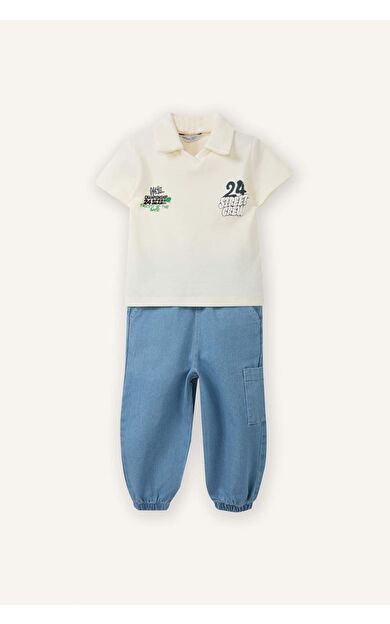Slogan Baskılı 2'li Takım Erkek Bebek
