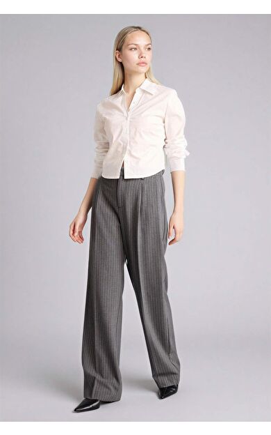 Wıde Leg Fermuarlı Yüksek Bel Standart Boy Pantolon