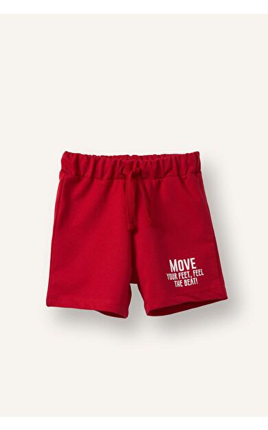 DeFacto Regular Fıt Slogan Baskılı Sweatshirt Kumaşı Şort Erkek Bebek