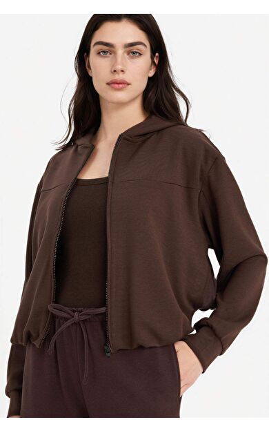 Standart Fıt Kapüşonlu Modal Hırka