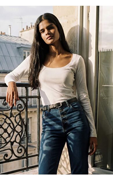 Slim Fit Fitilli Kaşkorse Tişört