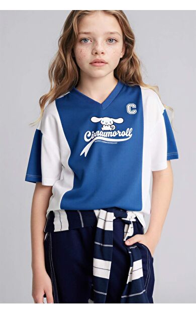 Cinnamoroll Oversıze V Yaka Kısa Kollu Tişört Kız Çocuk