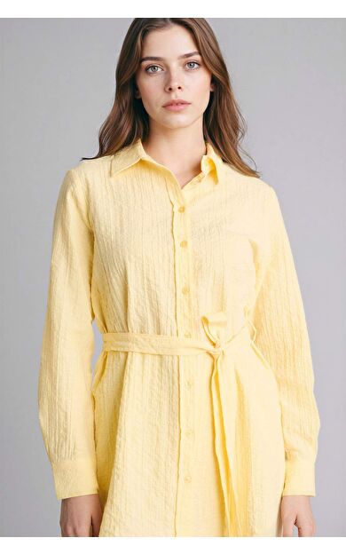 Regular Fıt Gofre Dokulu Uzun Kollu Tunik