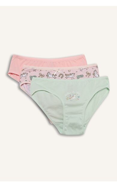 DeFacto Unicorn Baskılı Penye 3'lü Slip Külot Kız Çocuk