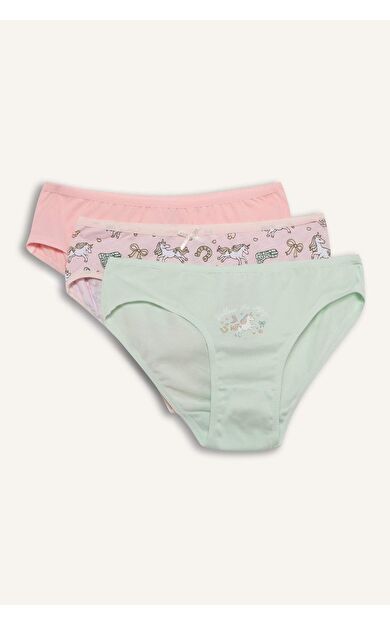 DeFacto Unicorn Baskılı Penye 3'lü Slip Külot Kız Çocuk