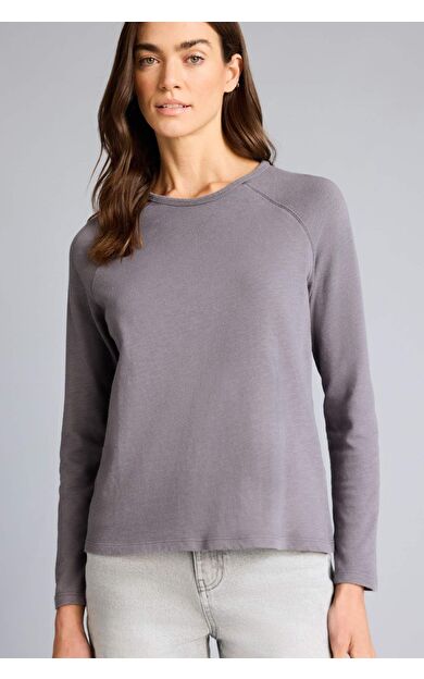 Regular Fıt Bisiklet Yaka Basıc Düz Uzun Kollu Tişört