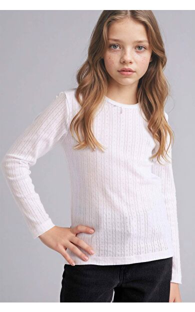 Regular Fıt Bisiklet Yaka Üst Kız Çocuk