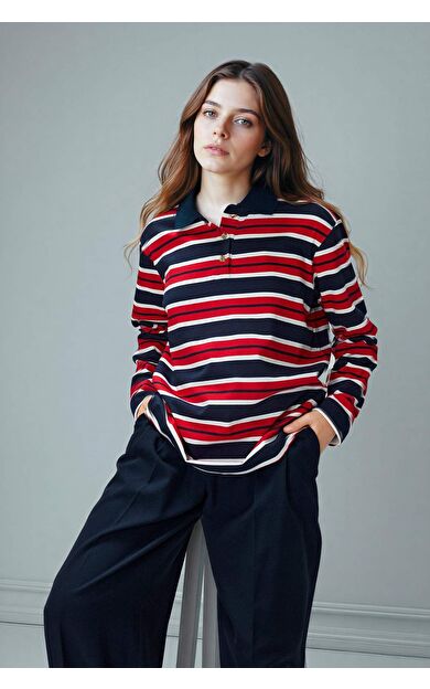 DeFacto Regular Fıt Polo Yaka Sweatshirt Tunik