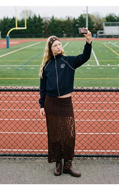 Asimetrik Normal Bel Penye Astar Dantel Midi Etek