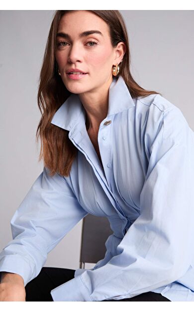 Fıtted Gömlek Yaka Poplin Uzun Kollu Gömlek