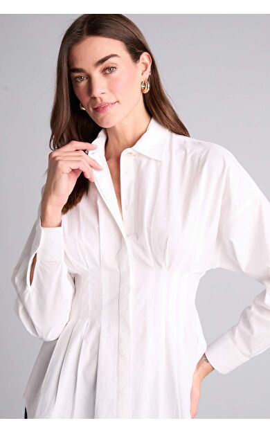 Fıtted Gömlek Yaka Poplin Uzun Kollu Gömlek