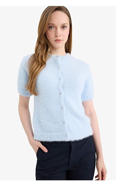 Regular Fit Bisiklet Yaka Triko Hırka